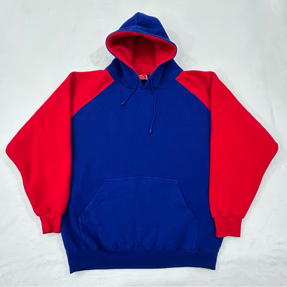 Vintage Moffat Sports Streetwear Blue & Red Pullover Hoodie Sweatshirt Men’s XL